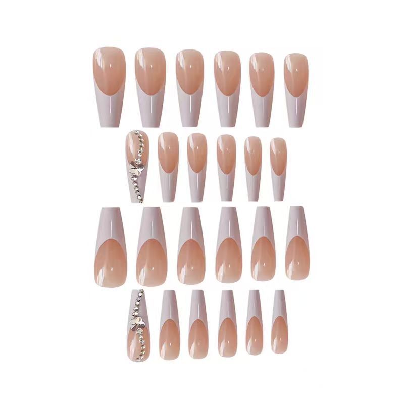 Elegant Long French Tip Acrylic Nail Art Kalsten