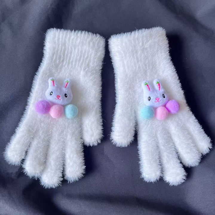 Cute Plush Rabbit-Themed Fingerless Gloves Kalsten