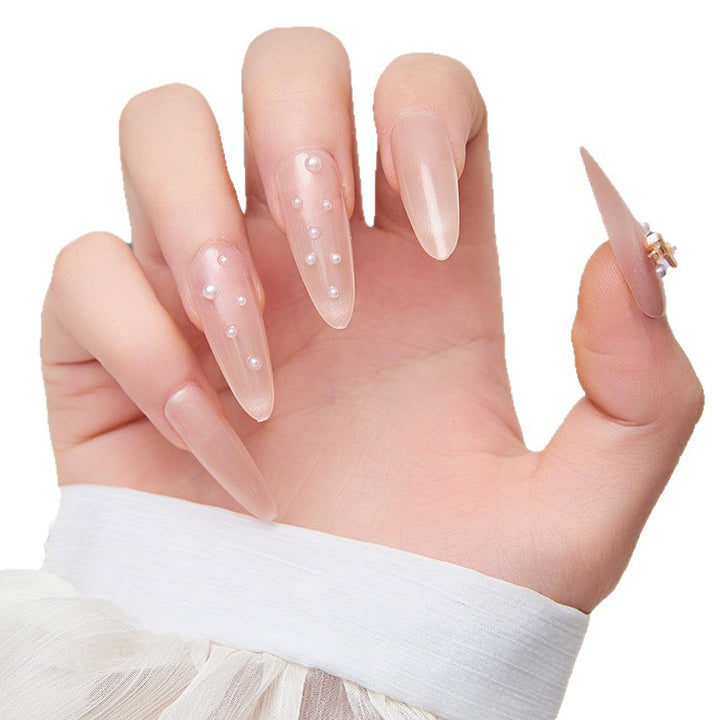 Elegant artificial nail tips with pearl details Kalsten