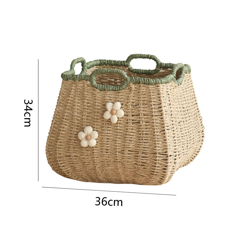 Stylish storage basket with flower appliqué Kalsten