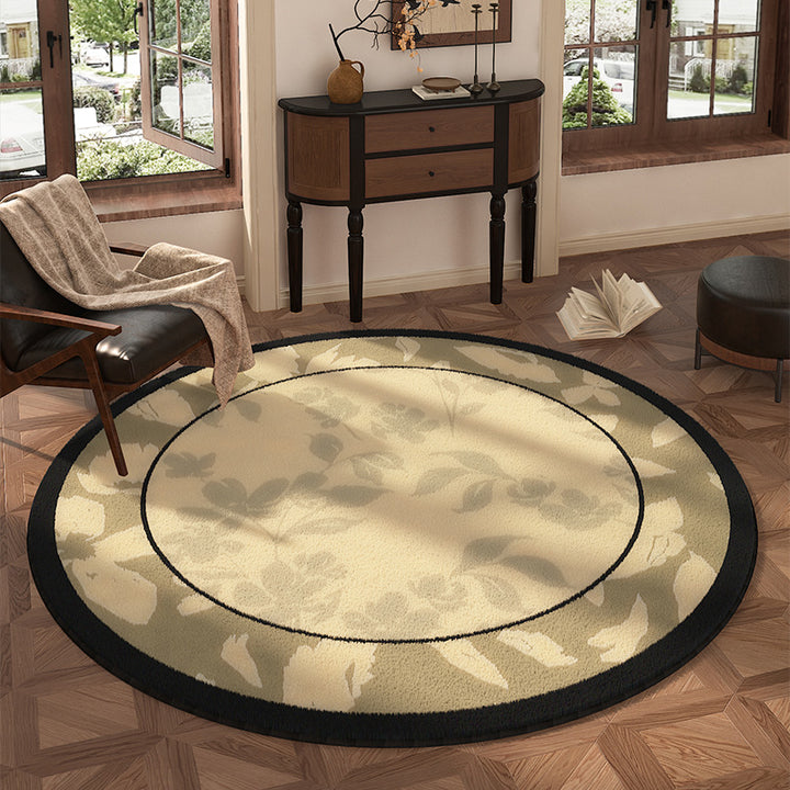 Round Floral Design Area Rug