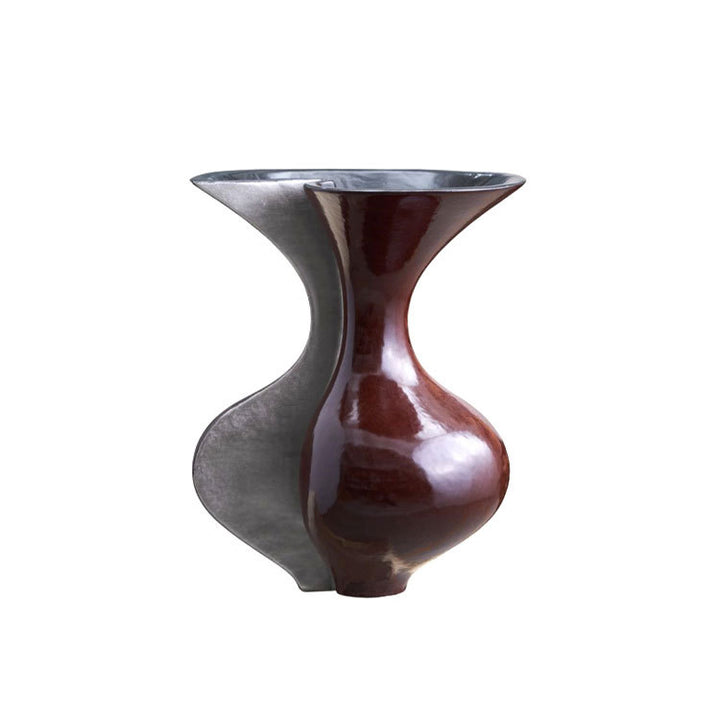 Modern Decorative Metal and Ceramic Vase