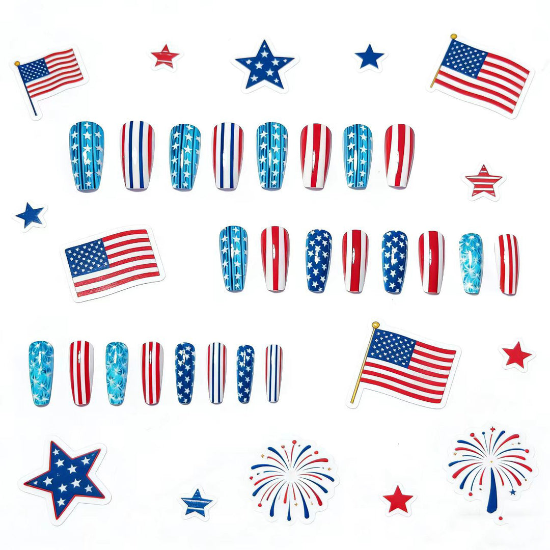 Patriotic Stars and Stripes Nail Art Kalsten