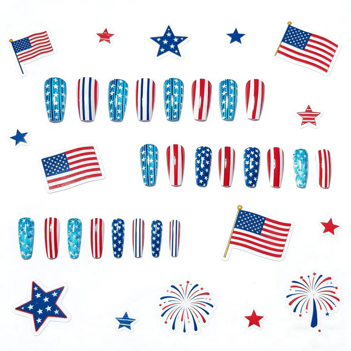 Patriotic Stars and Stripes Nail Art Kalsten