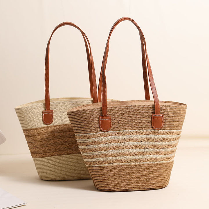 Elegant Bast Tote Bag with Leather Accents Kalsten