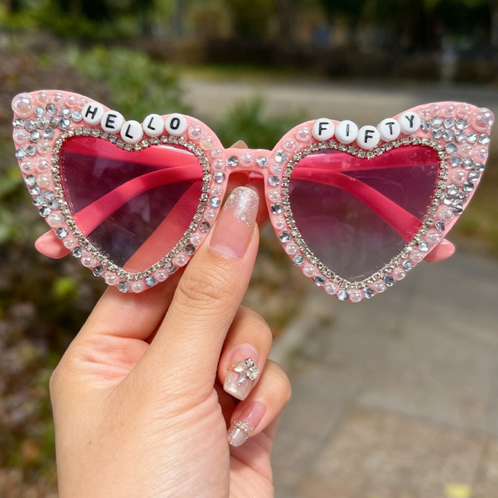 Heart-Shaped Pearl-Embellished Sunglasses Kalsten