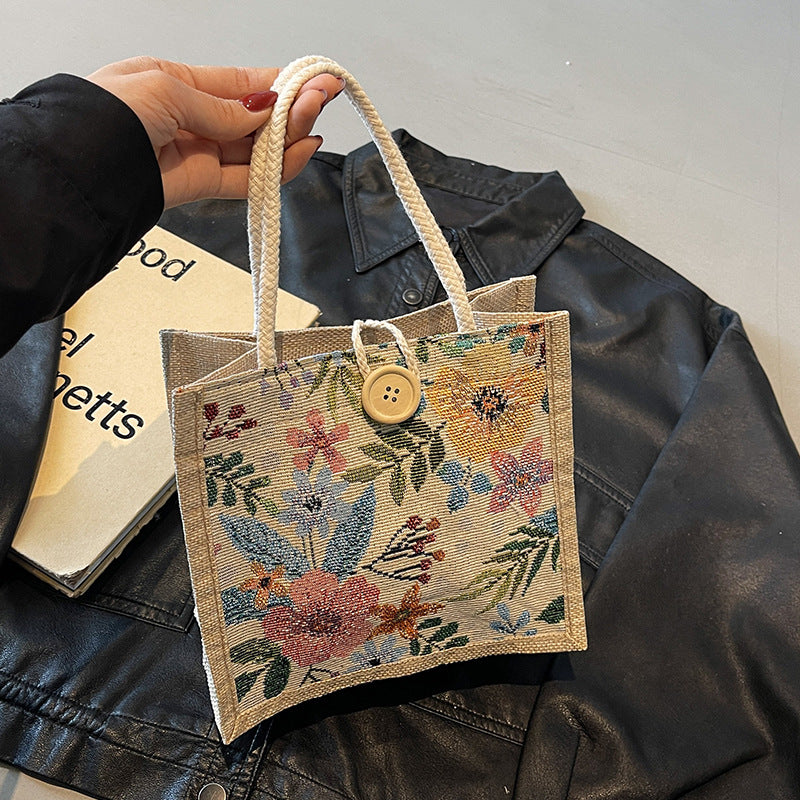 Floral Embellished Mini Tote Bag