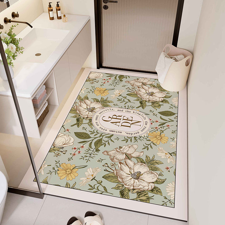 Floral Design Bathroom Mat