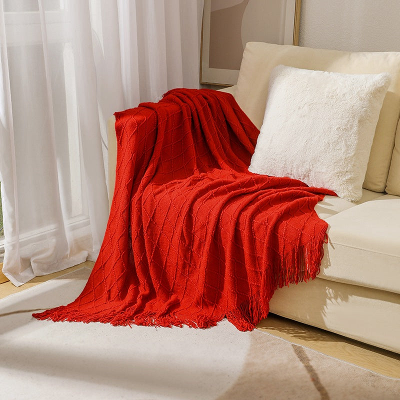 Women’s knitted blanket with textured wave pattern Kalsten