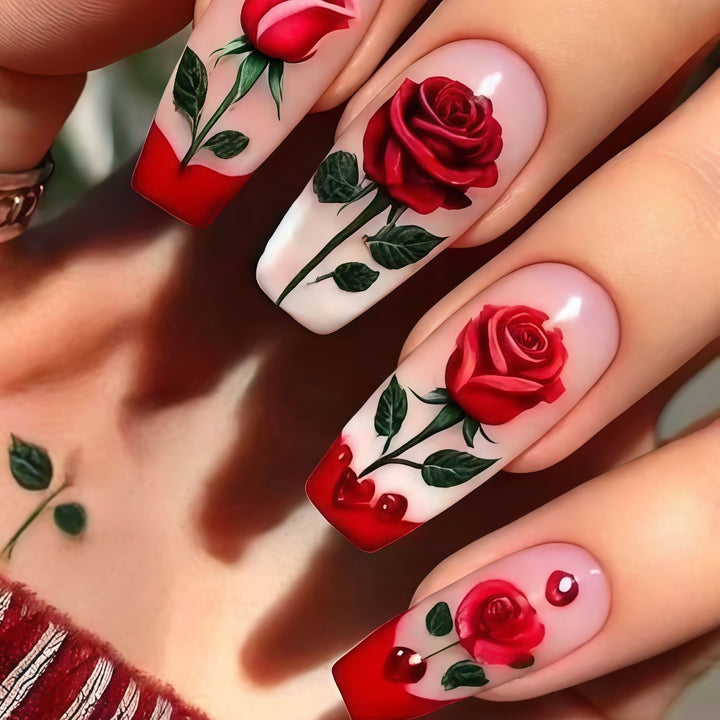 Artificial nails with romantic rose design Kalsten