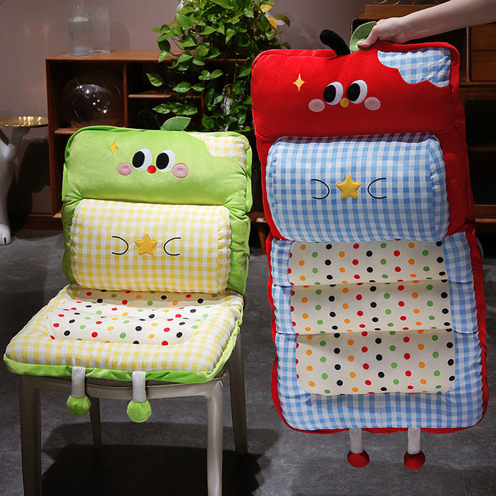 Padded child seat cushion with high backrest and removable neck roll