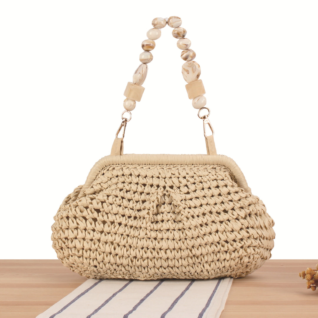 Basket bag with elegant wooden bead embellishments Kalsten