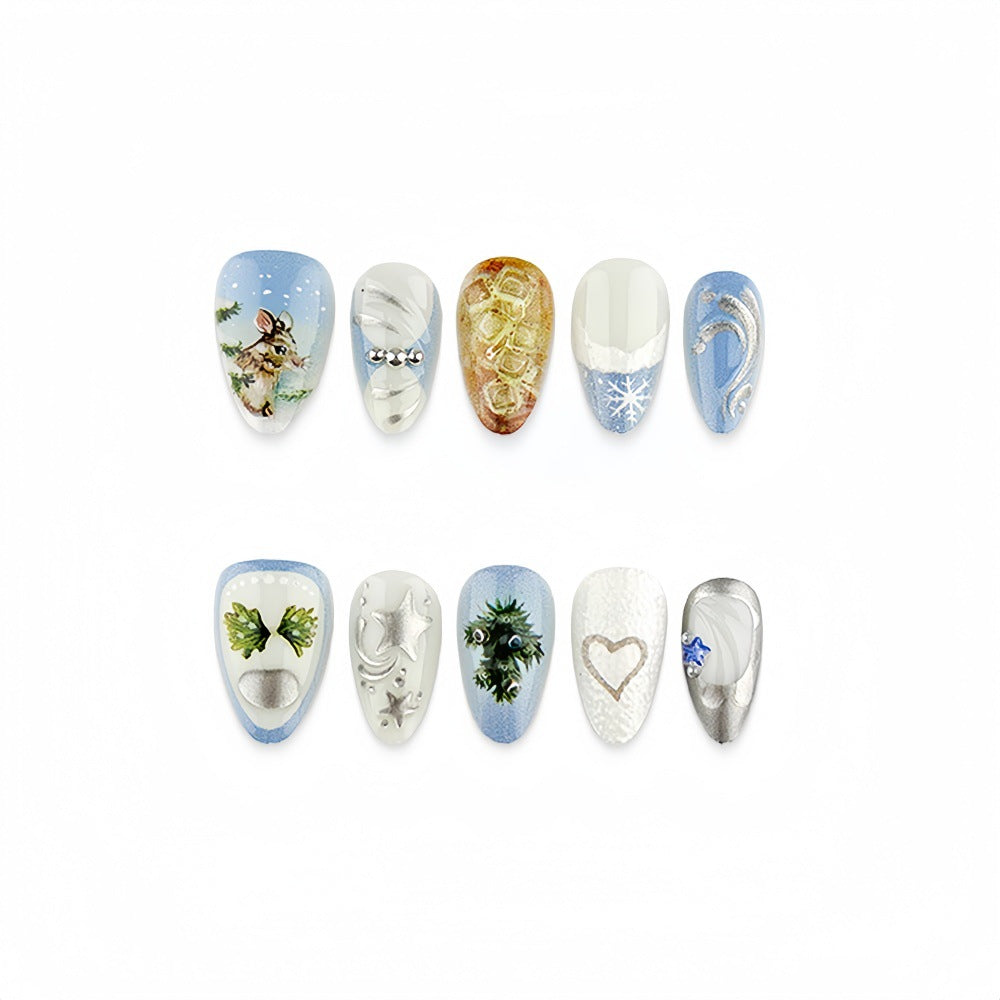 Artificial nails with festive winter motifs Kalsten