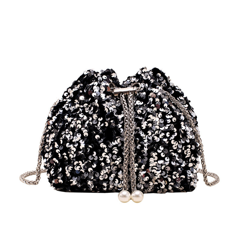 Elegant Sequin Drawstring Handbag