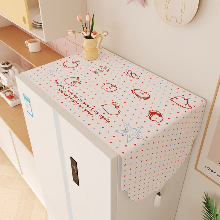 Decorative Refrigerator Top Dust Cover with Scalloped Edge and Tassel