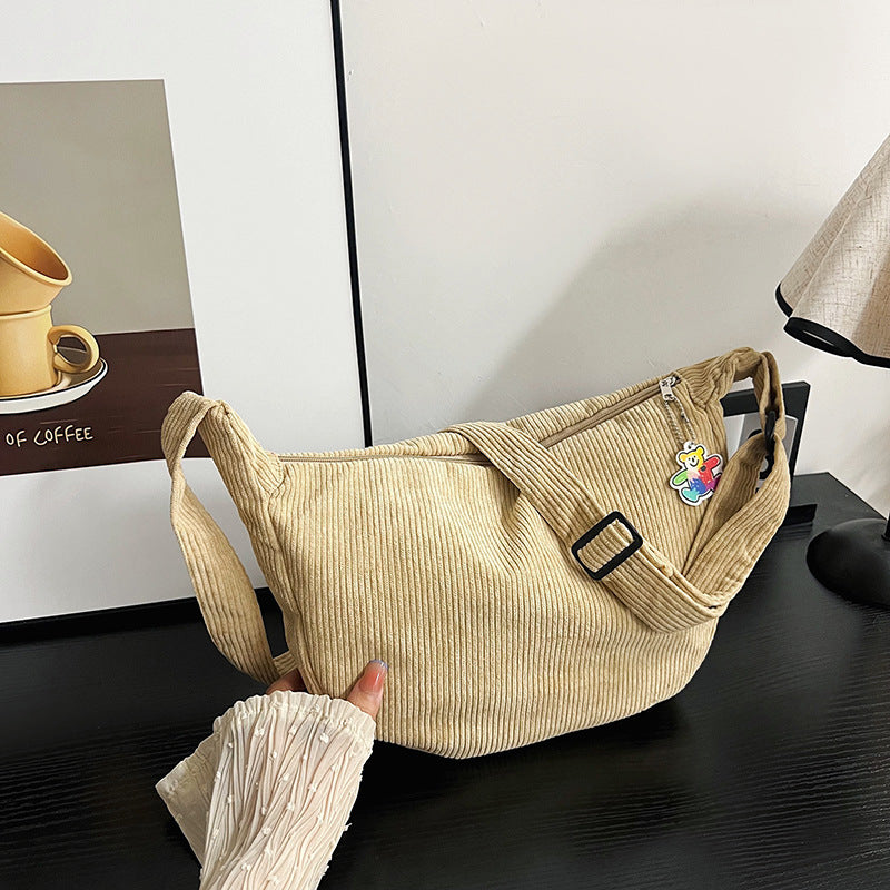 Casual Corduroy Shoulder Bag