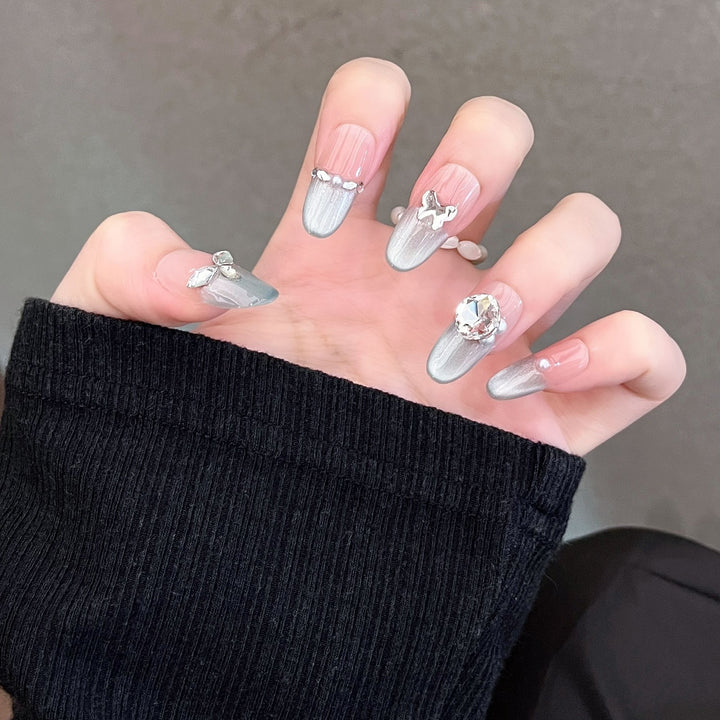 Glamorous Crystal-Studded Stiletto Press-On Nails Kalsten