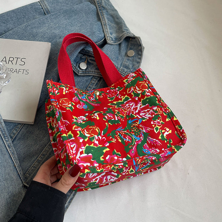 Floral Print Reusable Canvas Tote Bag