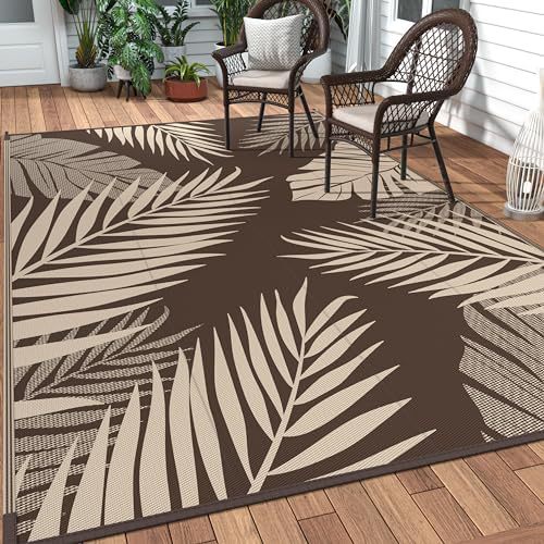 Outdoor Tropical Leaf Area Rug