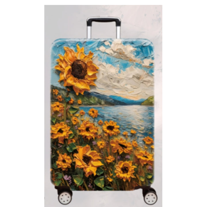 Women's Hard Shell Travel Suitcase with Elegant Lotus Design Kalsten