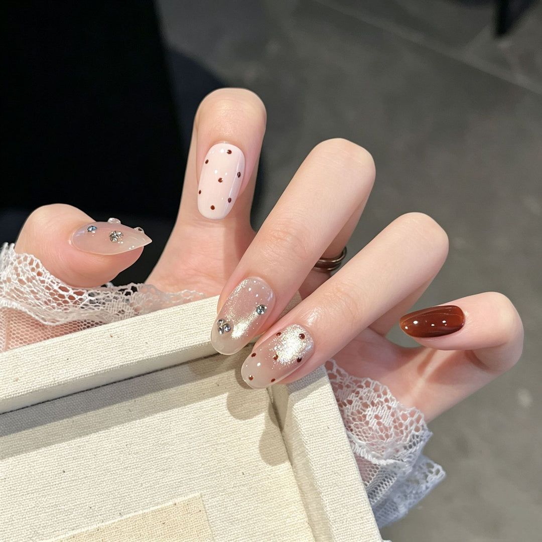 Premium Rhinestone-Embellished Press-On Nail Art Kalsten