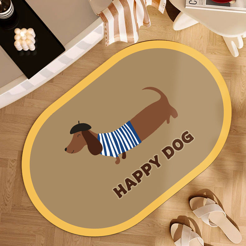 Playful Cartoon Dog-Themed Area Mat