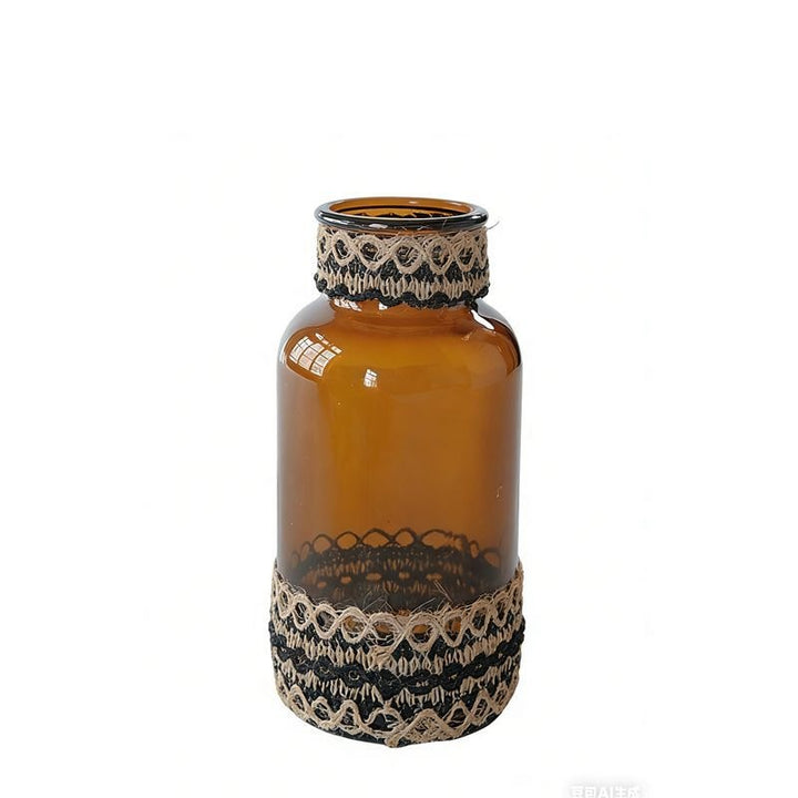 Decorative Glass Bottle with Lace Detail