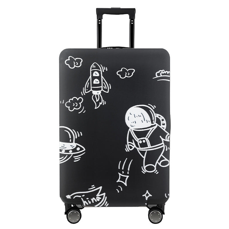 Unisex nan elastic motif suitcase cover made of stretchable polyester with handle and wheel openings Kalsten