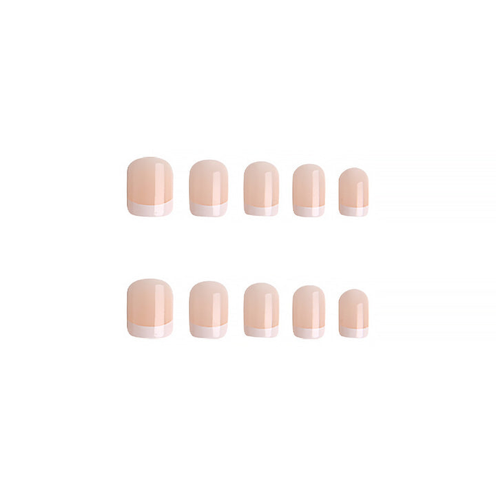 Artificial nail set with elegant French tips and natural shine Kalsten