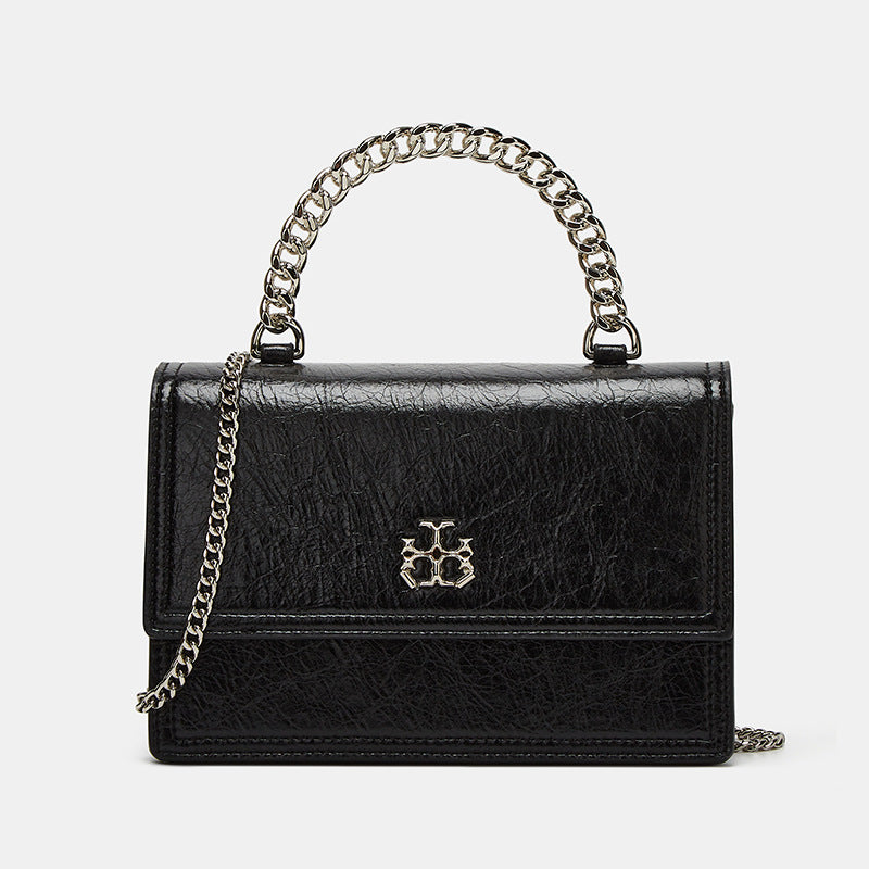 Elegant Leather Shoulder Bag with Chain Strap