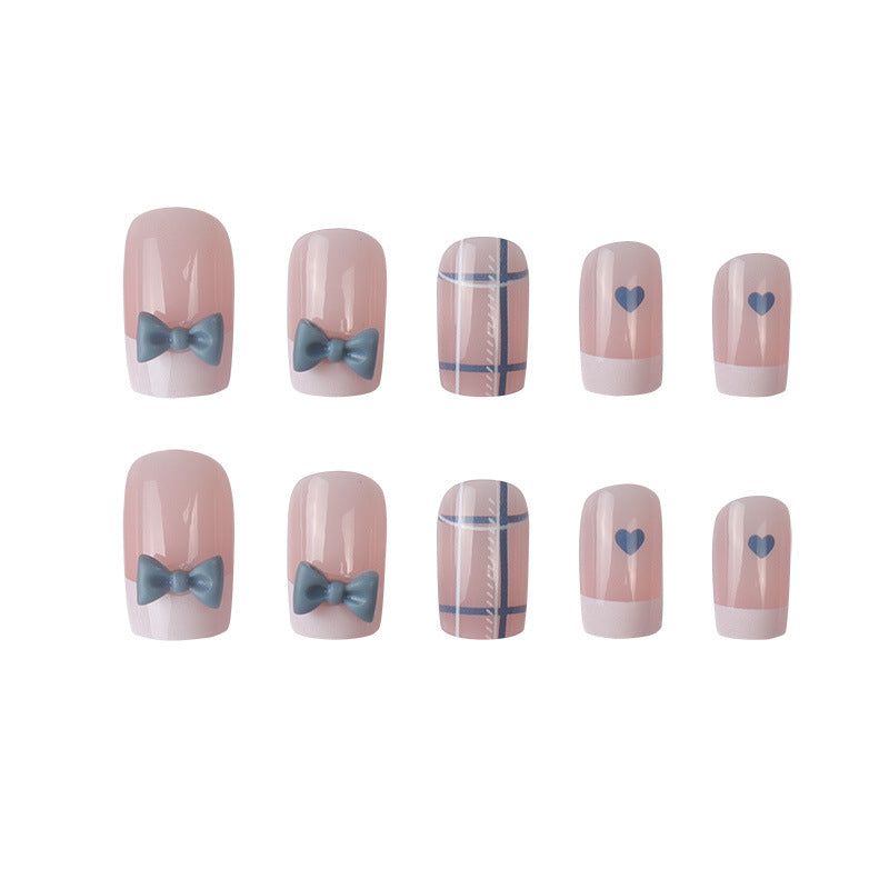 Decorative Press-On Nail Art Set with Bow and Heart Design Kalsten