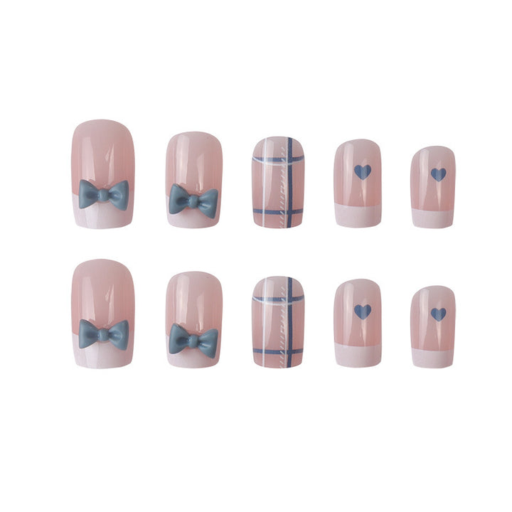 Decorative Press-On Nail Art Set with Bow and Heart Design Kalsten