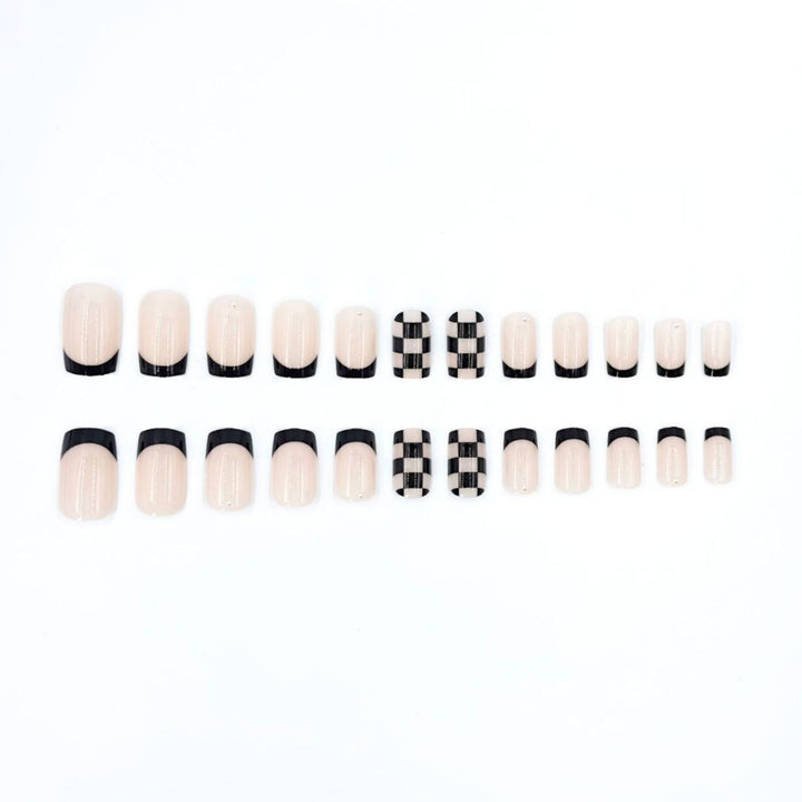 Trendy Checkerboard French Tip Nail Art Set