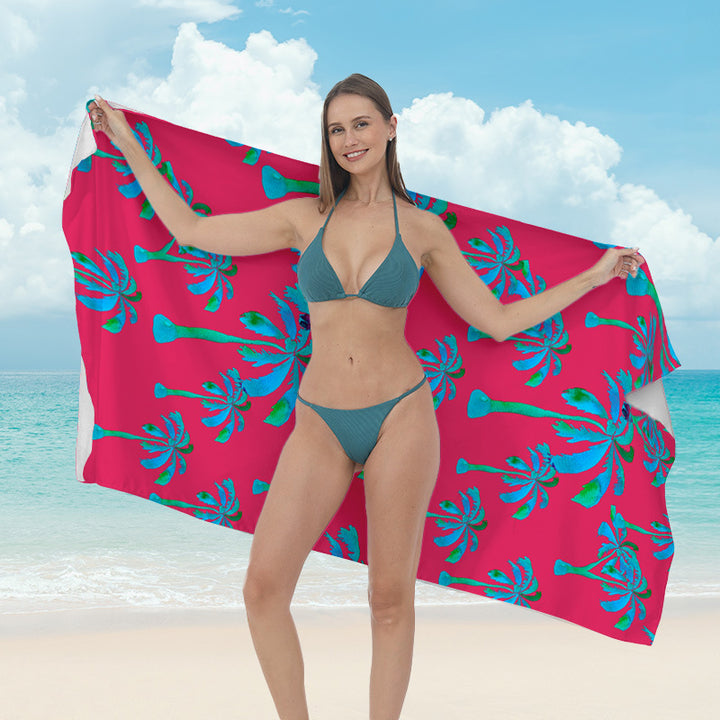 Beach towel with vibrant tropical plant motif Kalsten