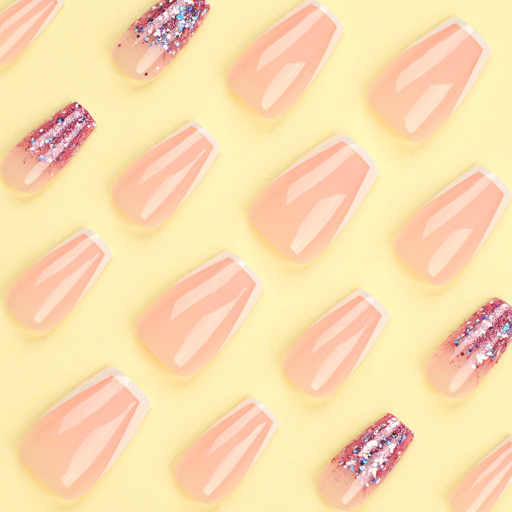 Glamorous glitter nails with elegant French tip design Kalsten