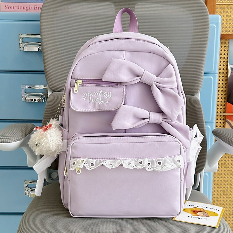 Decorative Bow-Embellished Backpack Kalsten
