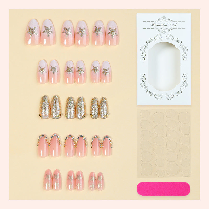 Glamorous Press-On Nail Art Set with Rhinestone Accents Kalsten