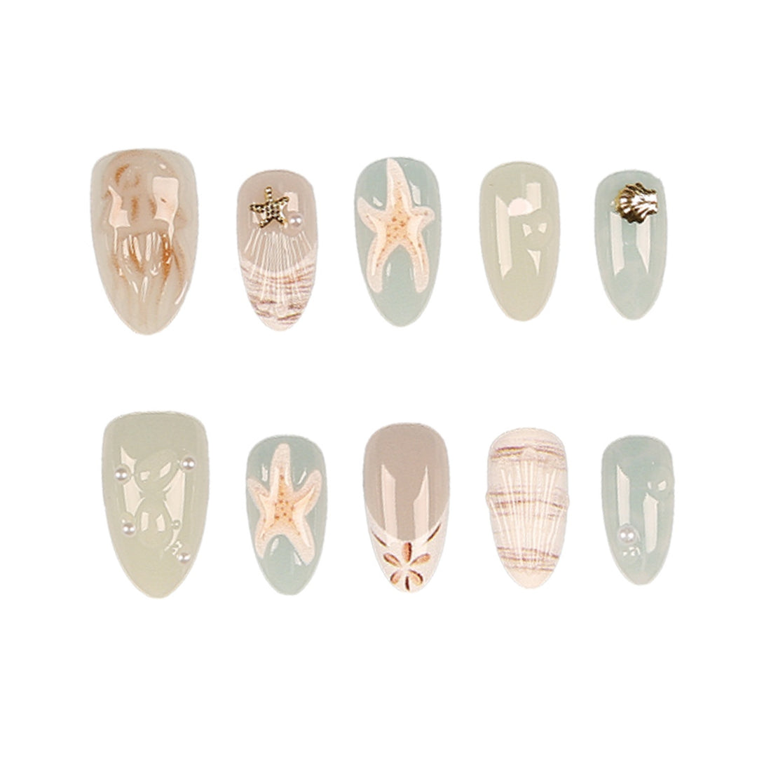 Coastal-Themed Decorative Press-On Nail Set