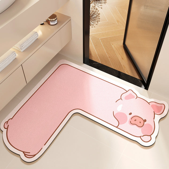 Cartoon-Themed Pet Design Bath Mat