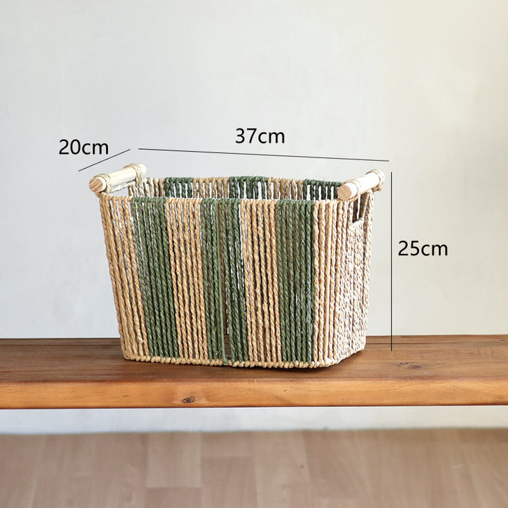 Handcrafted storage basket with natural fiber Kalsten