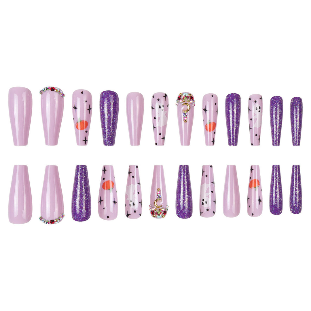 Artistic Stiletto Press-On Nails with Glitter and Decorative Accents Kalsten