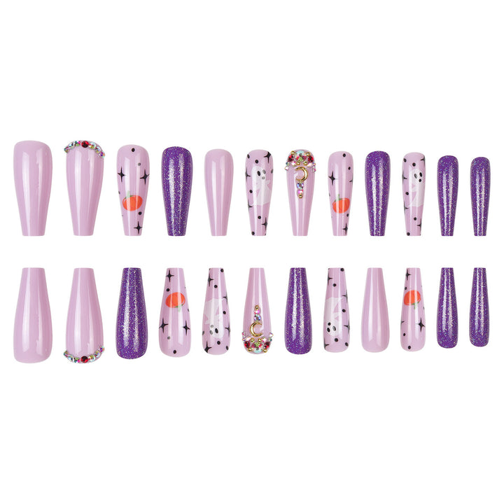 Artistic Stiletto Press-On Nails with Glitter and Decorative Accents Kalsten