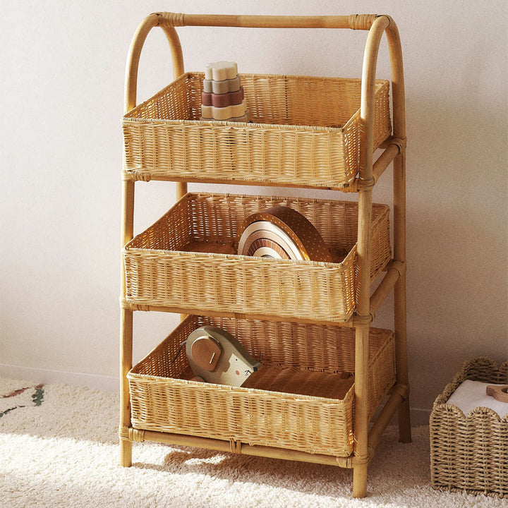 Multifunctional shelf with woven baskets Kalsten
