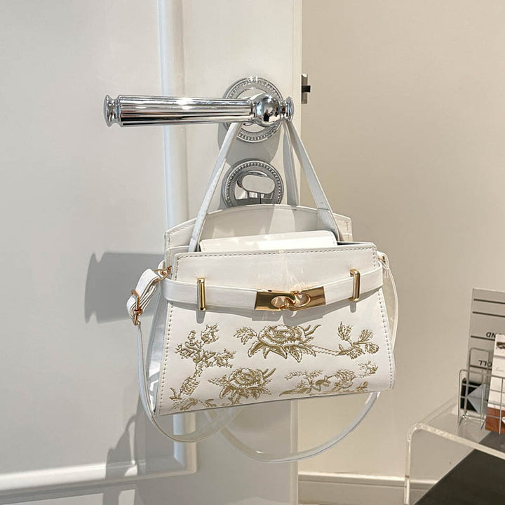 Elegant Floral Embroidered Handbag