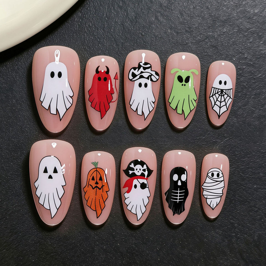 Halloween Nail Art Set with Creative Ghost Designs Kalsten