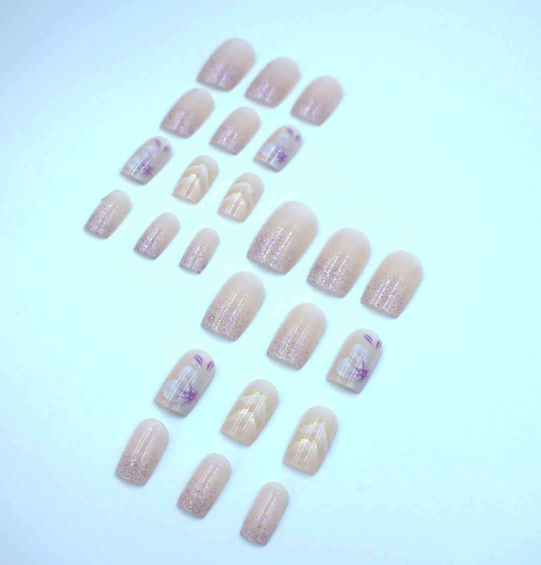 Elegant Floral Press-On Nail Art Set