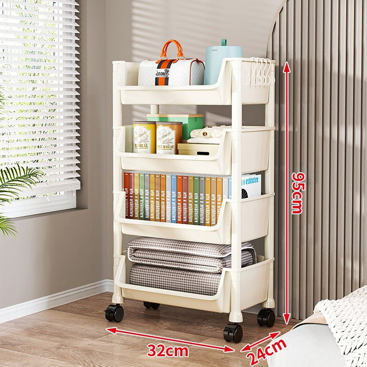 Compact Two-Tier Rolling Utility Cart with Deep Removable Plastic Bins