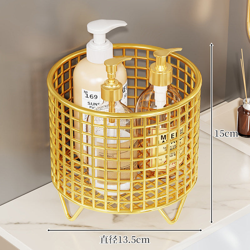 Square Chrome Wire Countertop Bathroom Bottle Organizer with Raised Feet