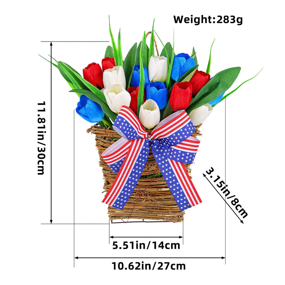 Unisex nan patriotic pom pom front door wreath with star embellishments Kalsten