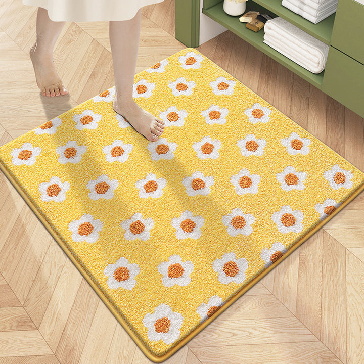 Floral Patterned Plush Bath Mat Kalsten